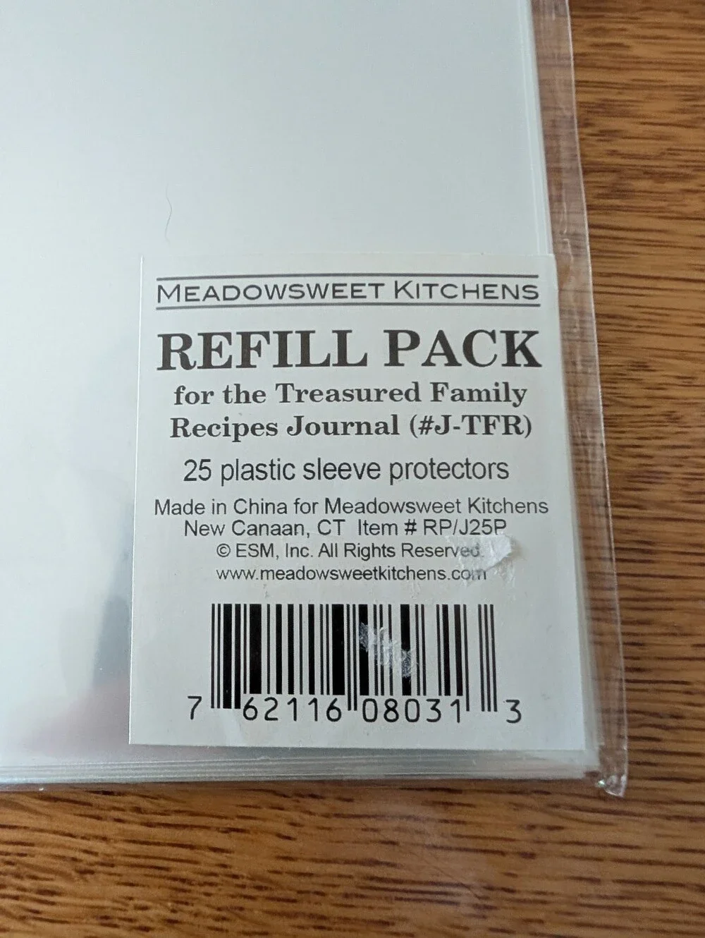 Treasured Family Recipe Journal Refill Pages 2 Sided  & Sleeve Protector 8.5